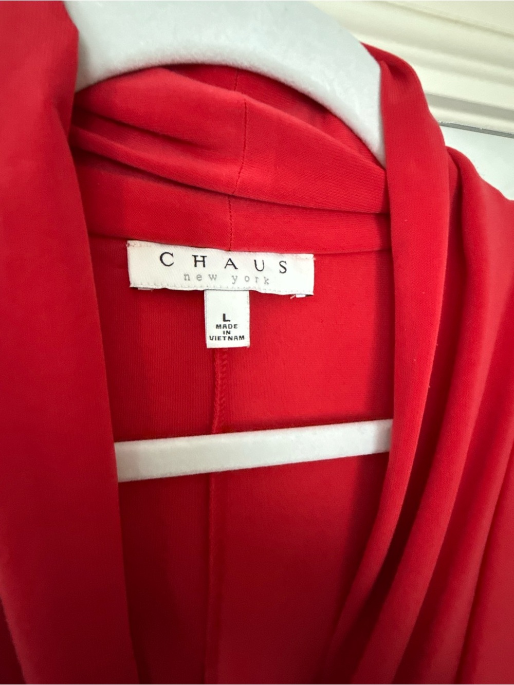 Chaus Red V-Neck Tunic with Silver Shoulder Zippers - Picture 2 of 3